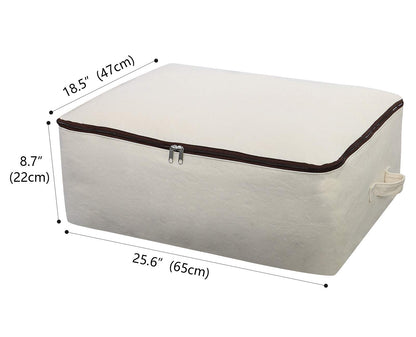 Omygarden Large Durable Canvas Storage Bags with Zipper, Beige, 2-pack