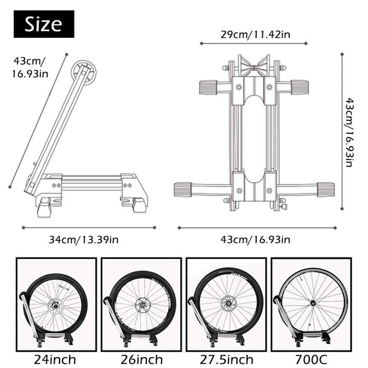 ROCKBROS Foldable Bike Stand Portable Bicycle Storage Holder Floor Parking Rack Aluminium Alloy Easel Park and Repair for MTB Road Bike Ebike Black