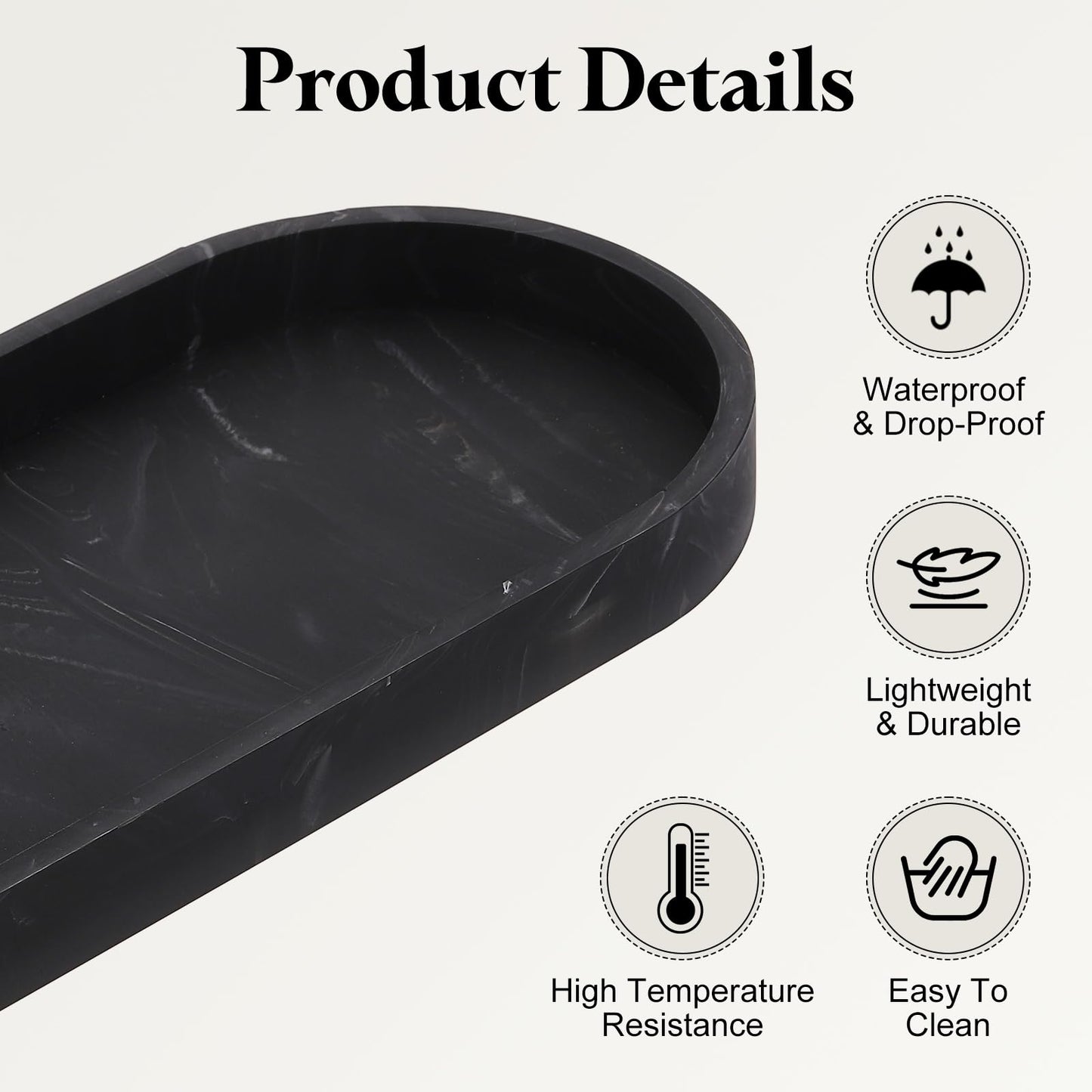 sourcing map Bathroom Vanity Tray, 9.8" x 4" Oval Silicone Soap Dispenser Trays, Shatterproof Kitchen Sink Organizer for Soaps Keys Candle Trinket