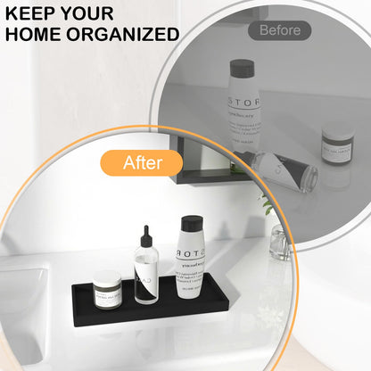 2pcs Bathroom Vanity Tray 20x10cm, Rectangular Soap Dispenser, Silicone Kitchen Sink Storage, Bathroom Countertop Tray Non-Slip and Easy to Clean