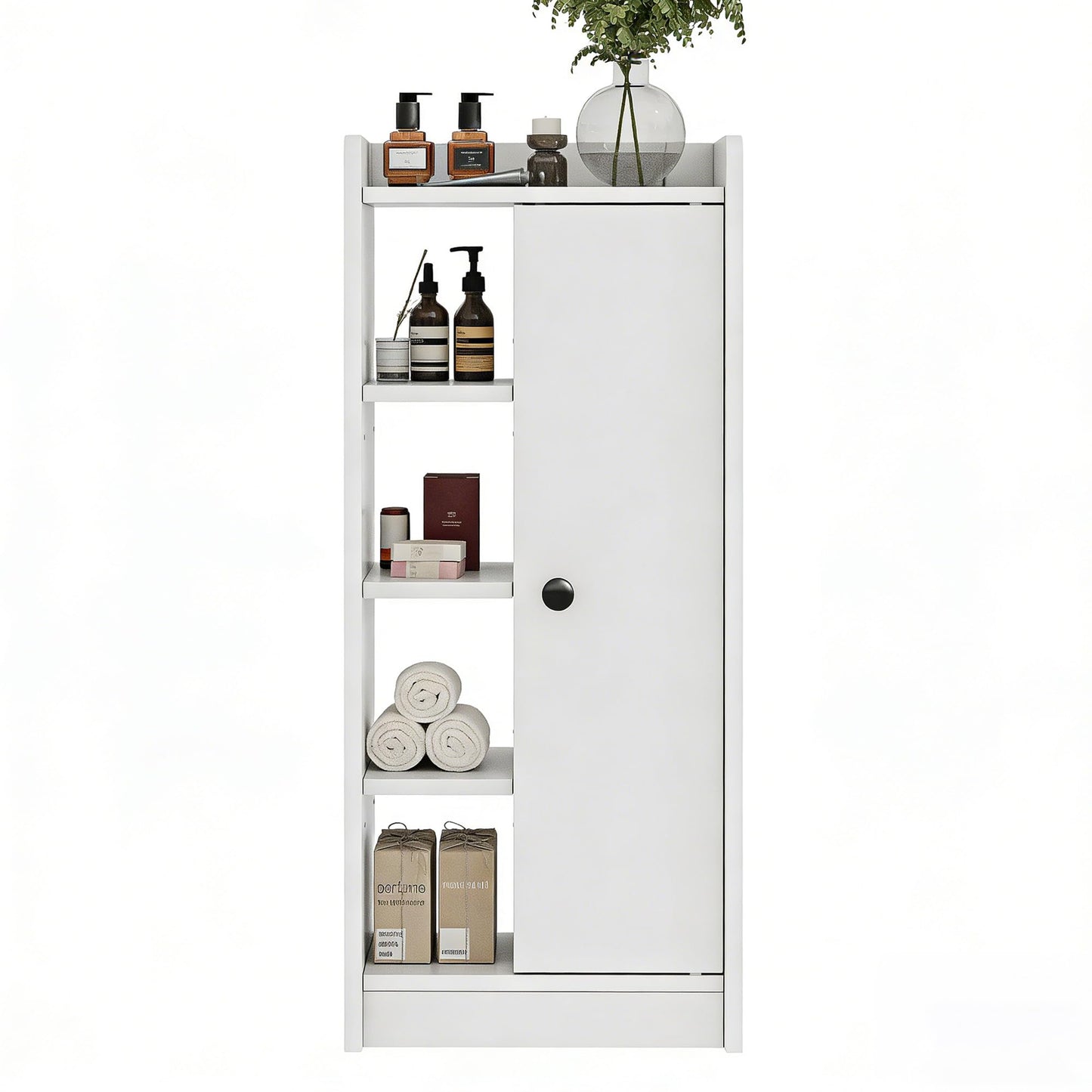 Feonase Bathroom Storage Cabinet with 4 Open Storage Unit, Slim Bathroom Storage Unit with Adjustable Shelf