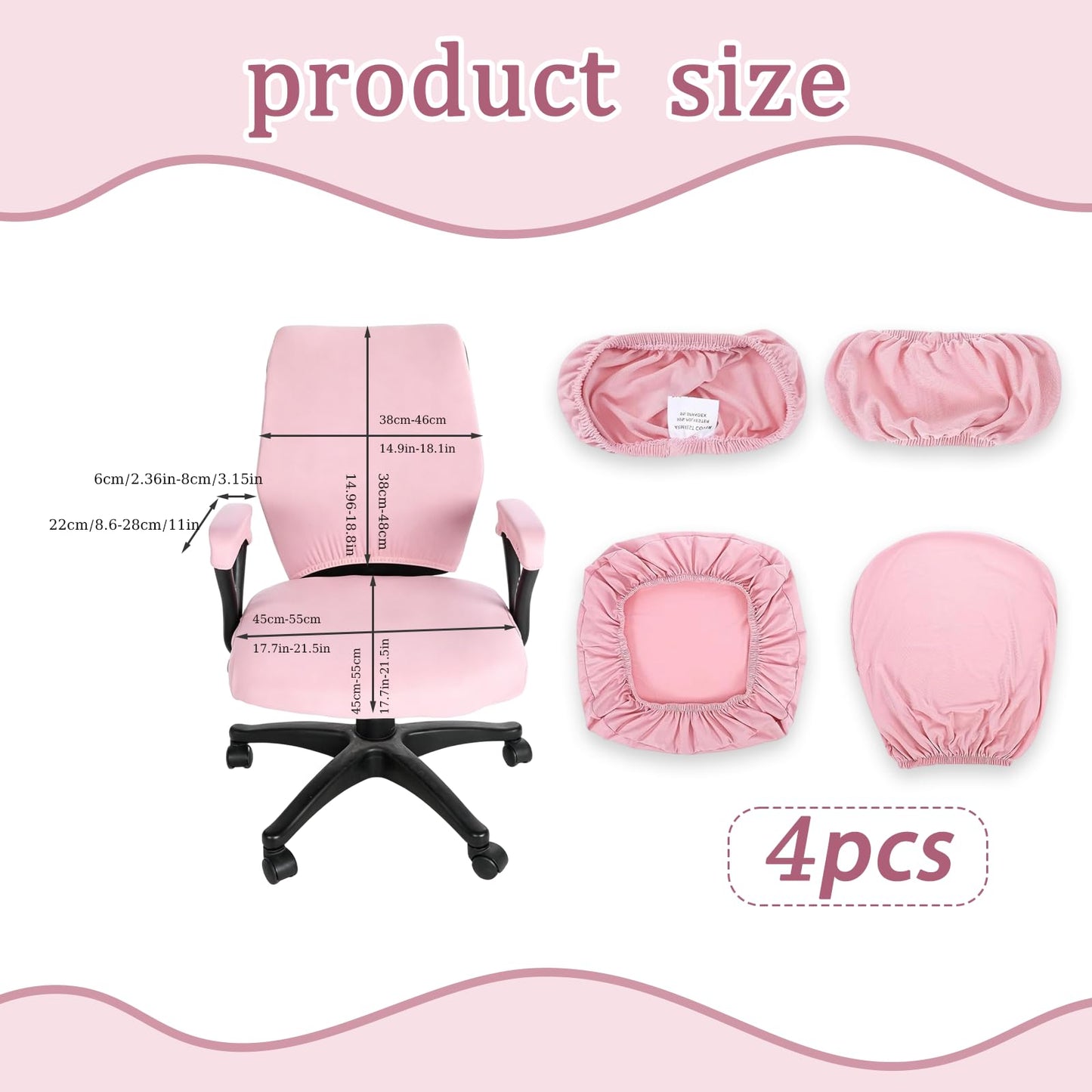 Rndqw 4 PCS Comfortable Office Chair Covers Set, Durable Protective Desk Chair Cover, Universal Stretchable Office Chairs Seat Cover
