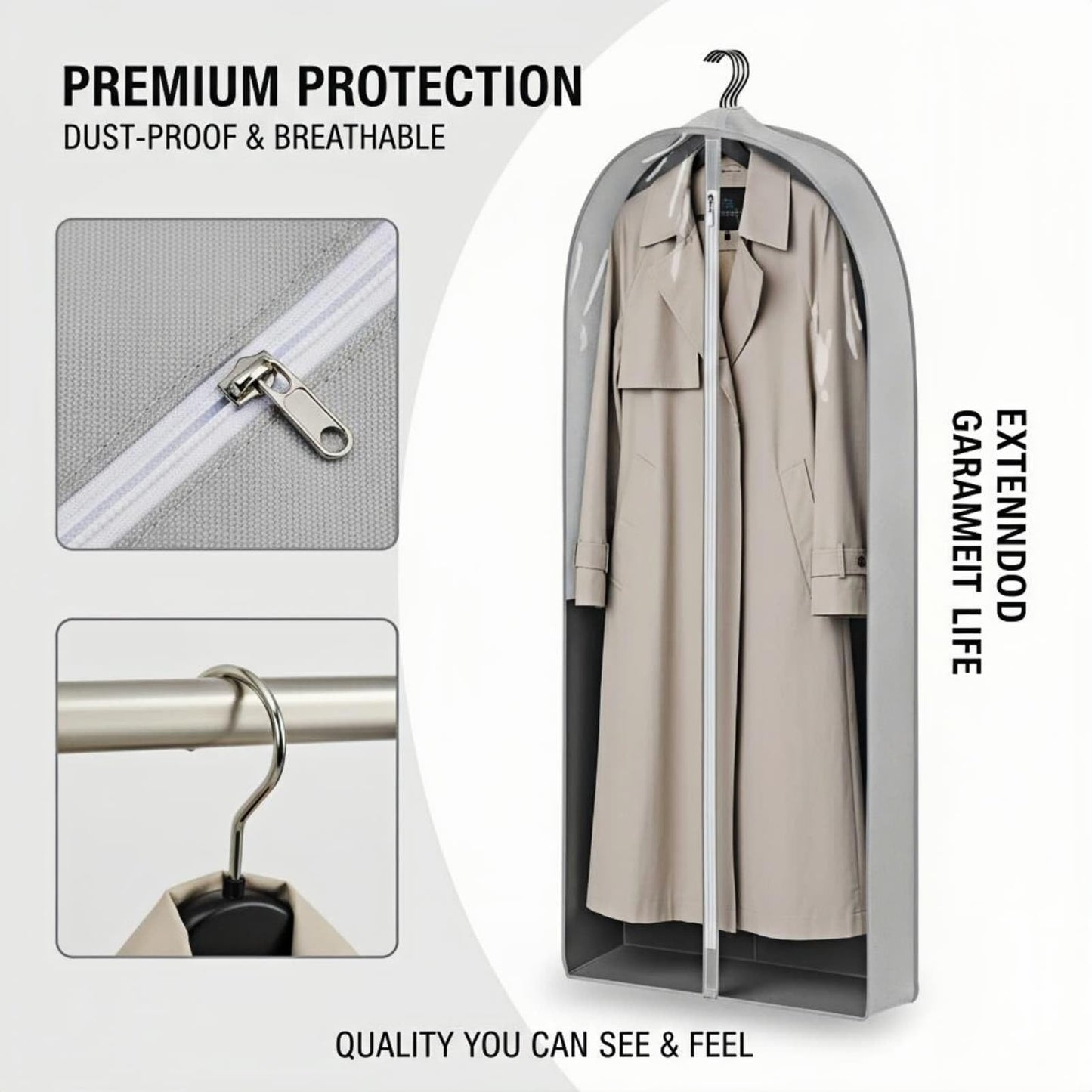 4 Pack Gray 60-Inch Garment Bags, Suit Covers for Hanging Clothes,8 Stück Magnetischer Akupressur Ball Silikon Stressabbau Magnet Bälle,Clothes