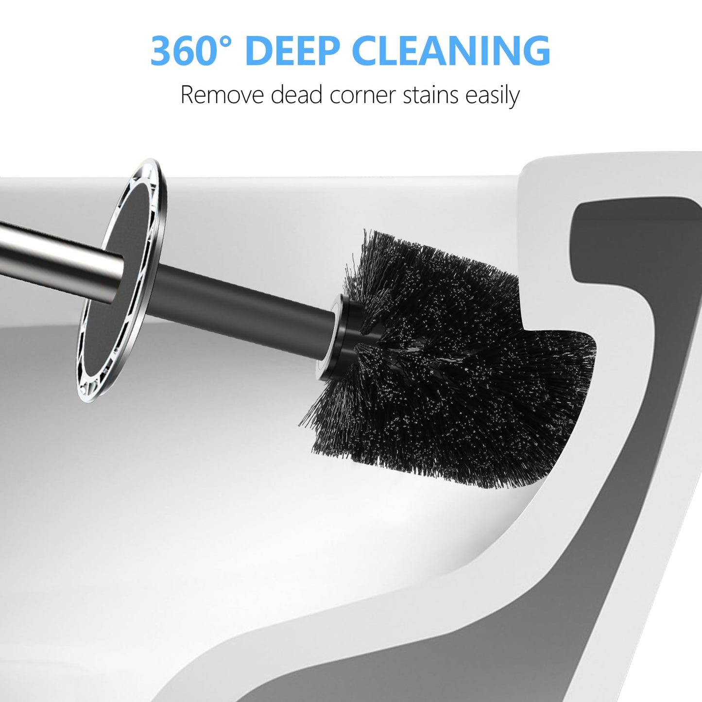 SetSail Toilet Bowl Brush and Holder for Bathroom Cleaning, Black, 1 Pack