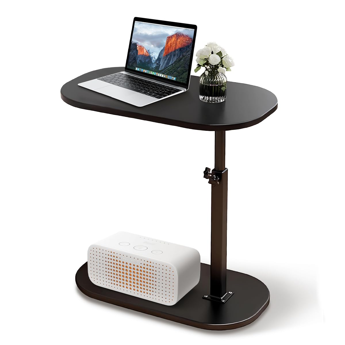 XUDREZ Adjustable C Shaped Side Table, 360°Swivel End Table, Living Sofa Table, Modern Small Coffee Table for Bed/Bathtub Black-Black