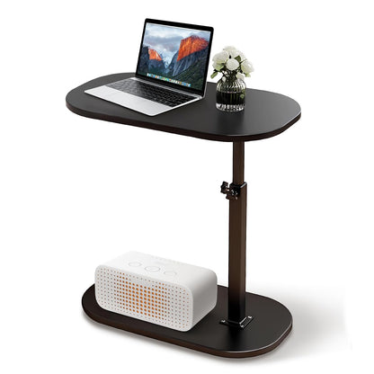 XUDREZ Adjustable C Shaped Side Table, 360°Swivel End Table, Living Sofa Table, Modern Small Coffee Table for Bed/Bathtub Black-Black
