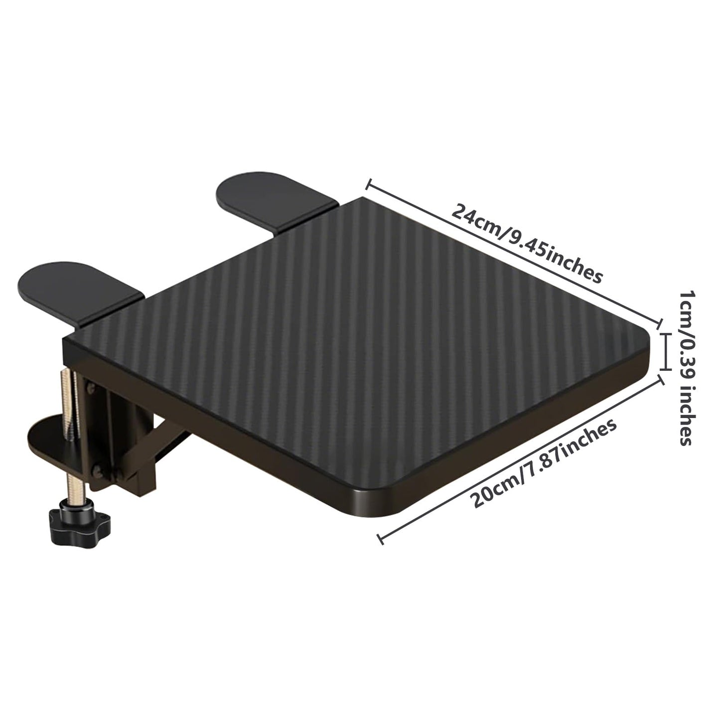Ergonomics Desk Extender Tray, 20x24x1cm Foldable Desk Extension Table Mount Arm Rest Shelf Without Punching Computer Keyboard Support Stand for Dorm