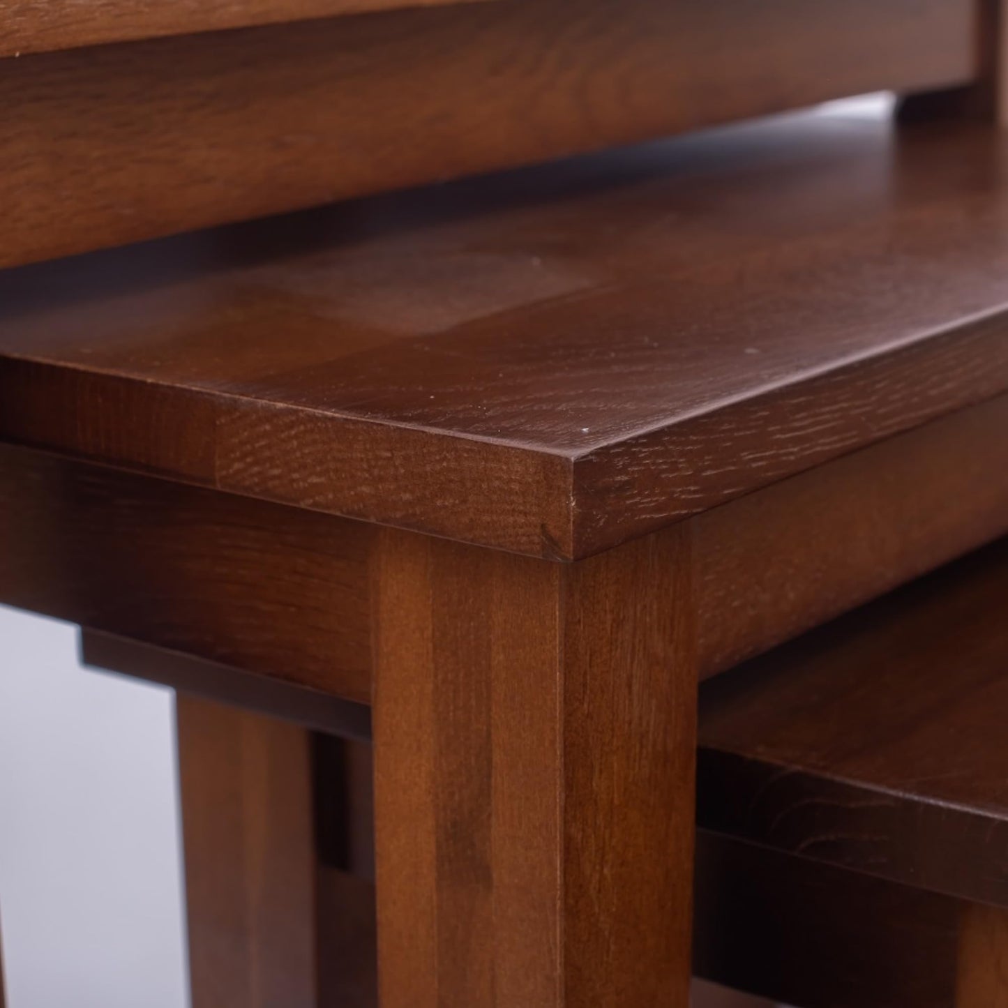 Kemtpase Oak 3 Nest of Tables, Solid Wooden Nesting Tables, Wooden Table Lamp, Plant Table, Multifunctional Nested Coffee Table