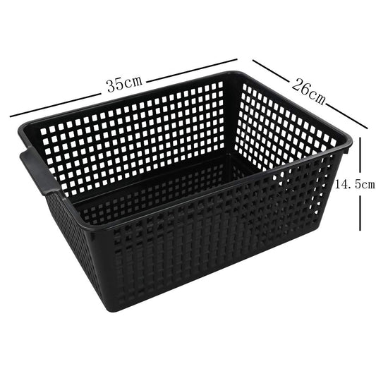 Yarebest Large Plastic Storage Basket Box, Cupboard Storage Baskets, 3-Pack Black