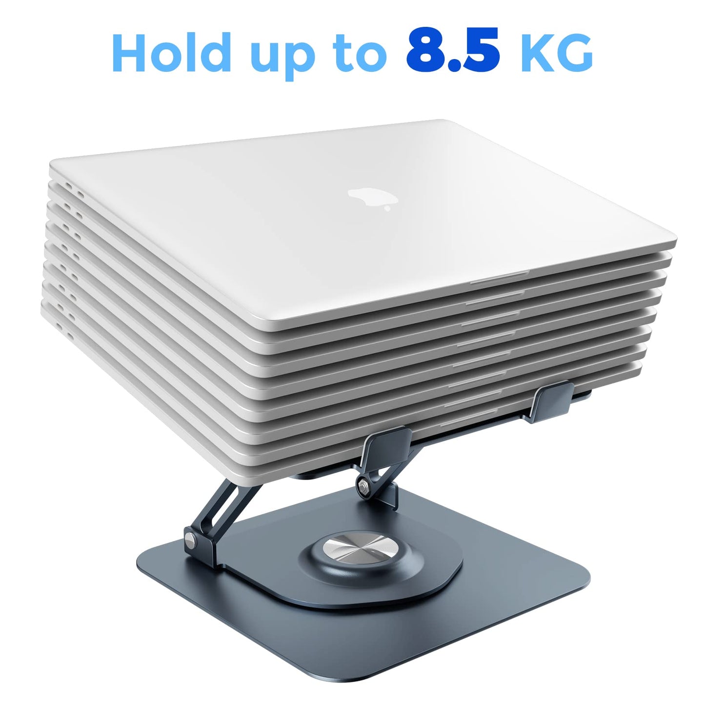 Swivel Laptop Stand for Desk, Adjustable Height Aluminum Computer Stand with 360 Rotating Base, Foldable Ergonomic Riser