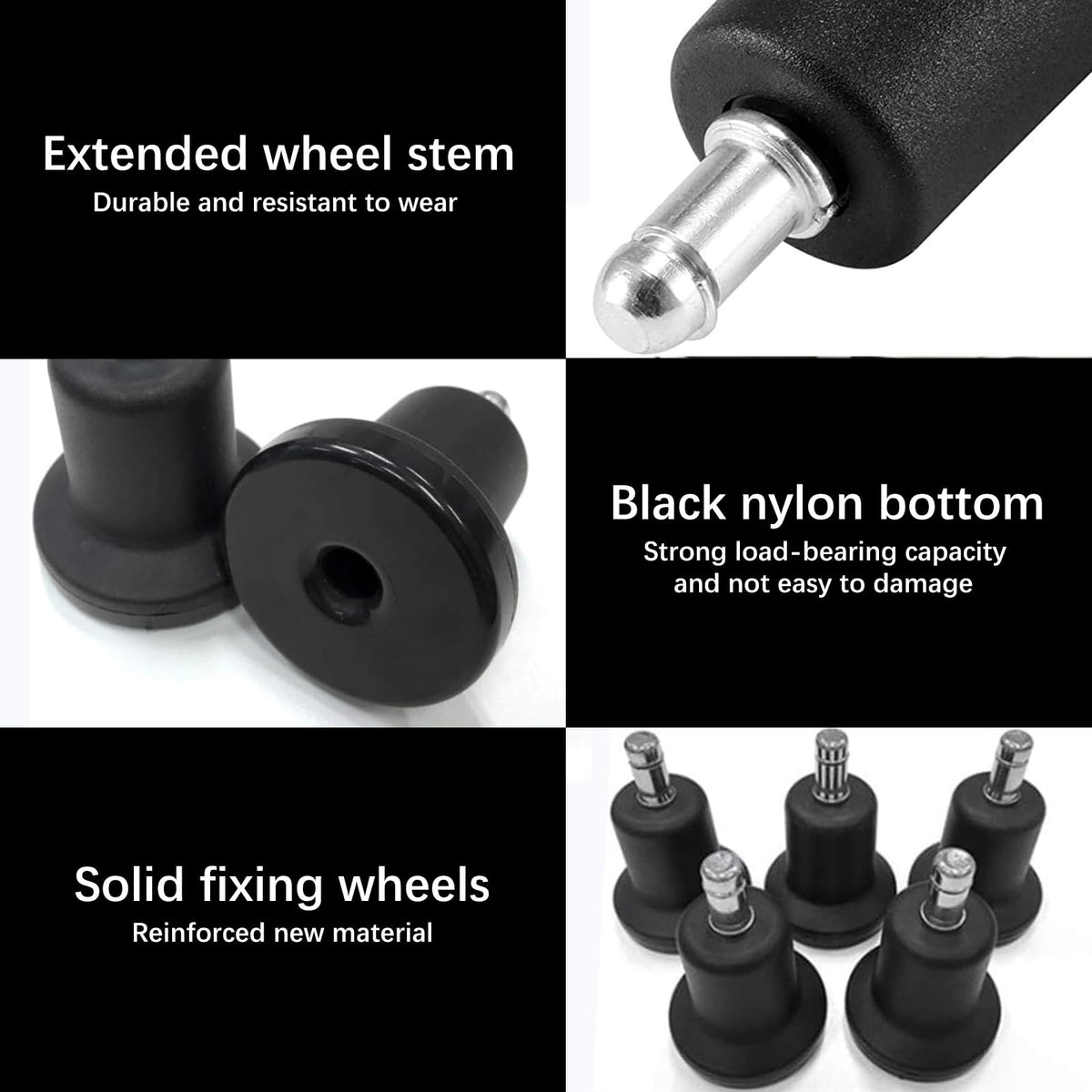 Xrten 5 Pcs Office Chair Gliders, Bell Glides Replacement Office Chair Wheels Stopper Swivel Caster, Plastic Feet Replacements for Castor