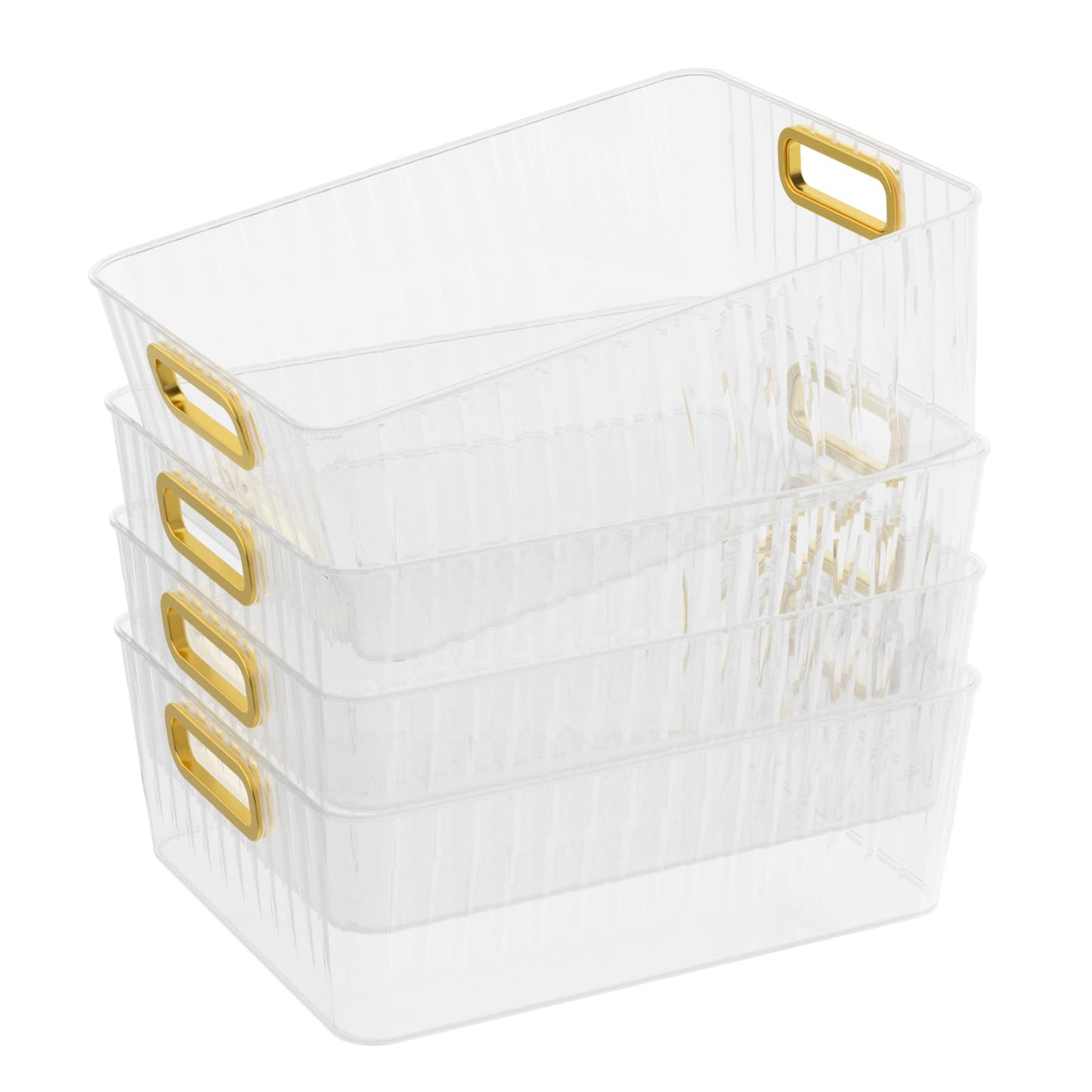 Joyeen 4-pack Clear Kitchen Pantry Bins, Fridge Storage Organizer Bin, 28.5 x 22 x 10.6 cm