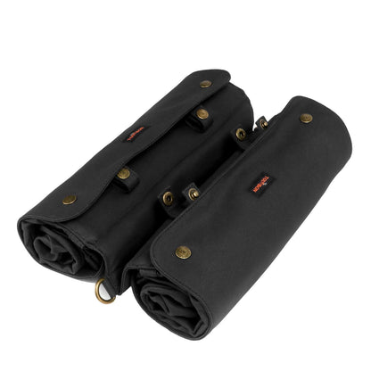 TOURBON Waterproof Canvas Bicycle Bike Rear Seat Carrier Luggage Storage Bag Cycling Double Roll-up Pannier Bag Rear Pack Black