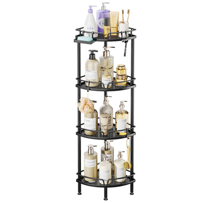 SWTYMIKI Corner Shower Caddy - 4 tier Bathroom Corner Shelf Shower Organizer Corner with 4 Hooks, Rust Free Standing Shower Caddy with Soap