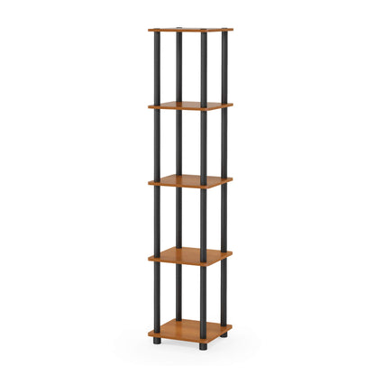 Furinno TURN-N-TUBE Storage Shelves, 5-Tier Square Book Shelf, Corner Shelf, Toolless Open Shelves, Round Tubes, for Organization and Storage