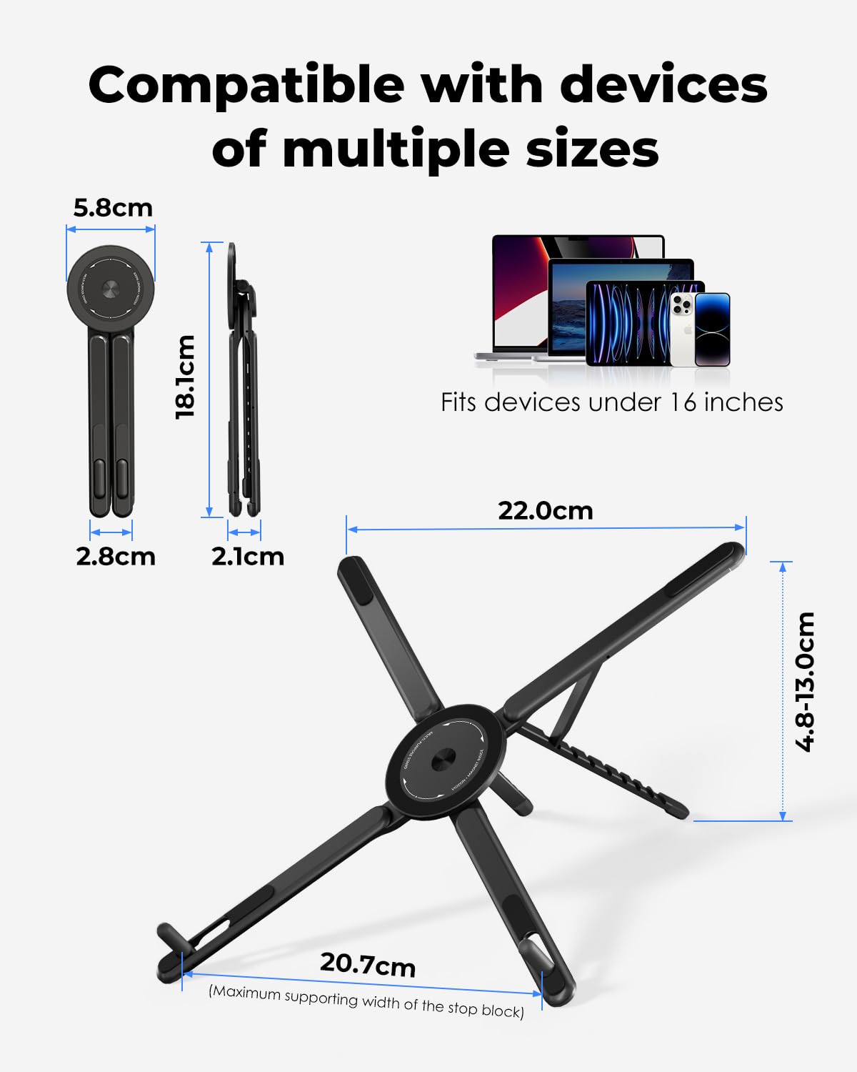 Viozon Portable Laptop Stand for Desk, Foldable Adjustable Computer Riser with Magnetic Phone Holder