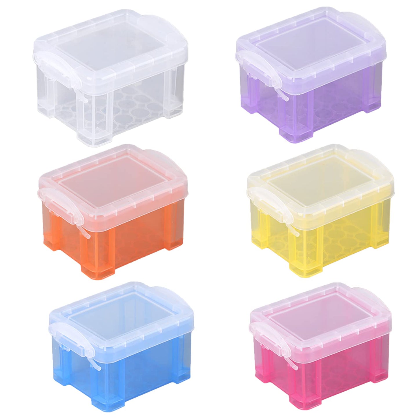 6 Pack Small Plastic Storage Boxes with Lids, Mini Organiser Boxes
