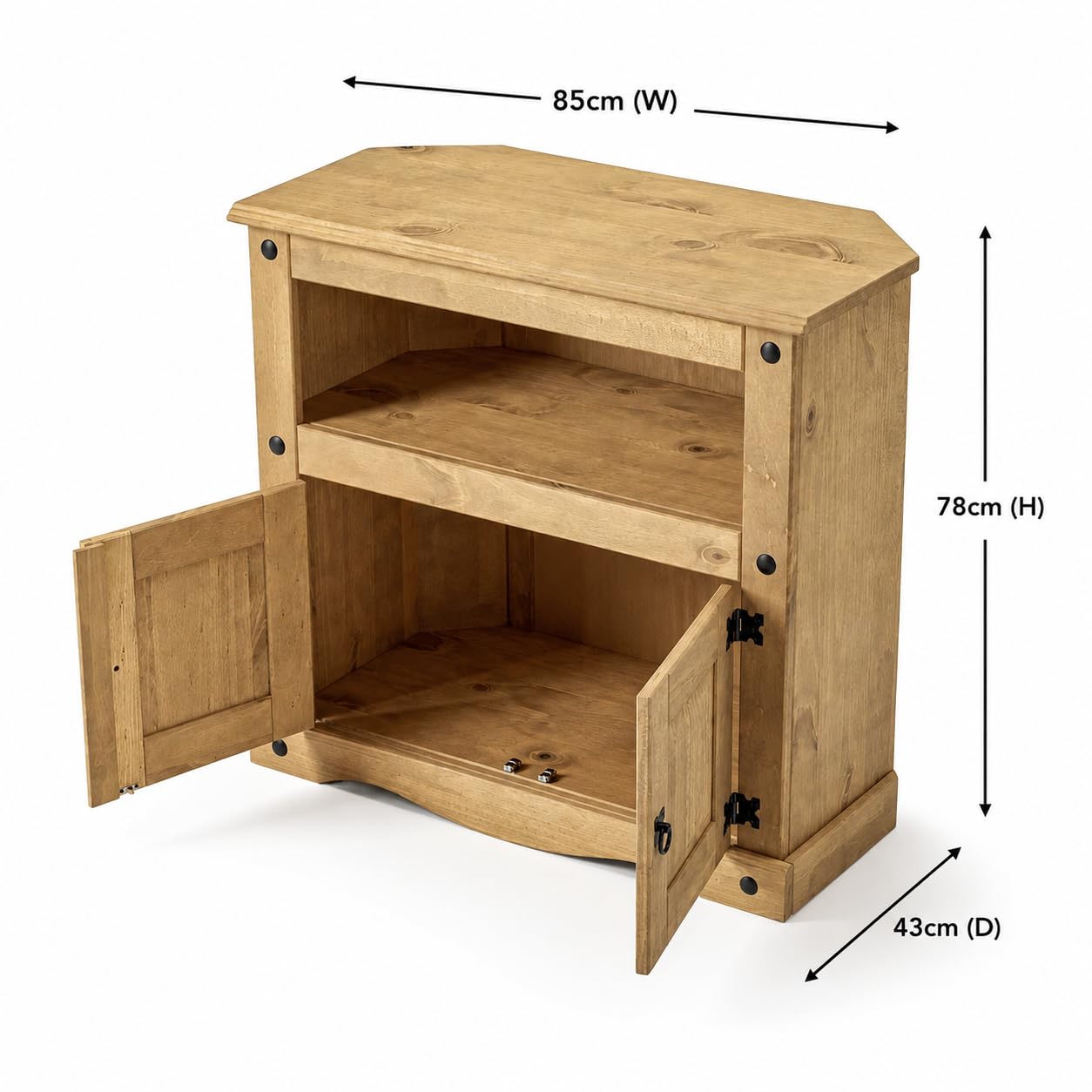 Corona TV Stand Corner Cabinet Media Unit Mexican Solid Pine Wood