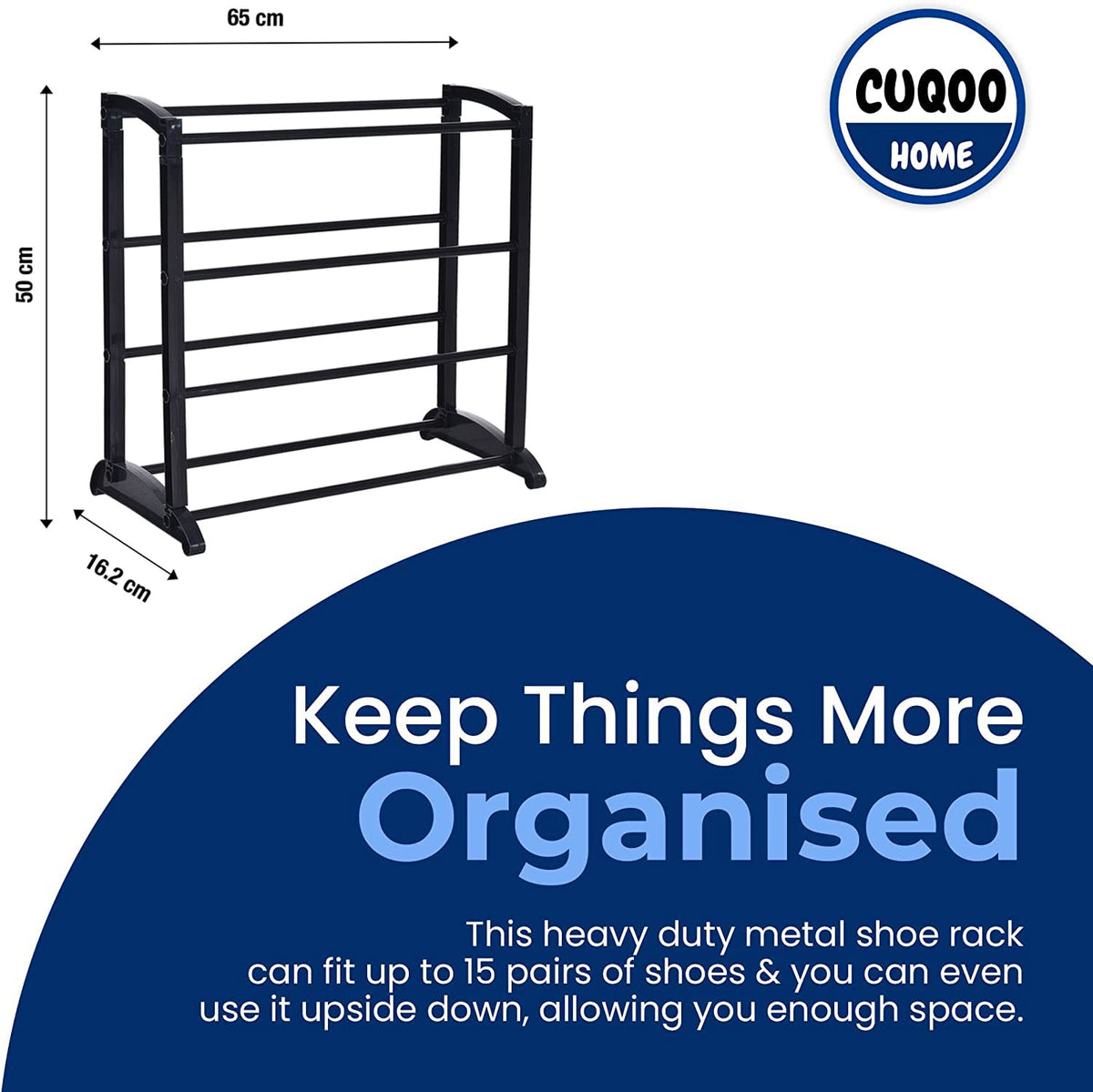 CUQOO Shoe Rack 4 Tiers | Extendable Expandable Adjustable Metal Storage