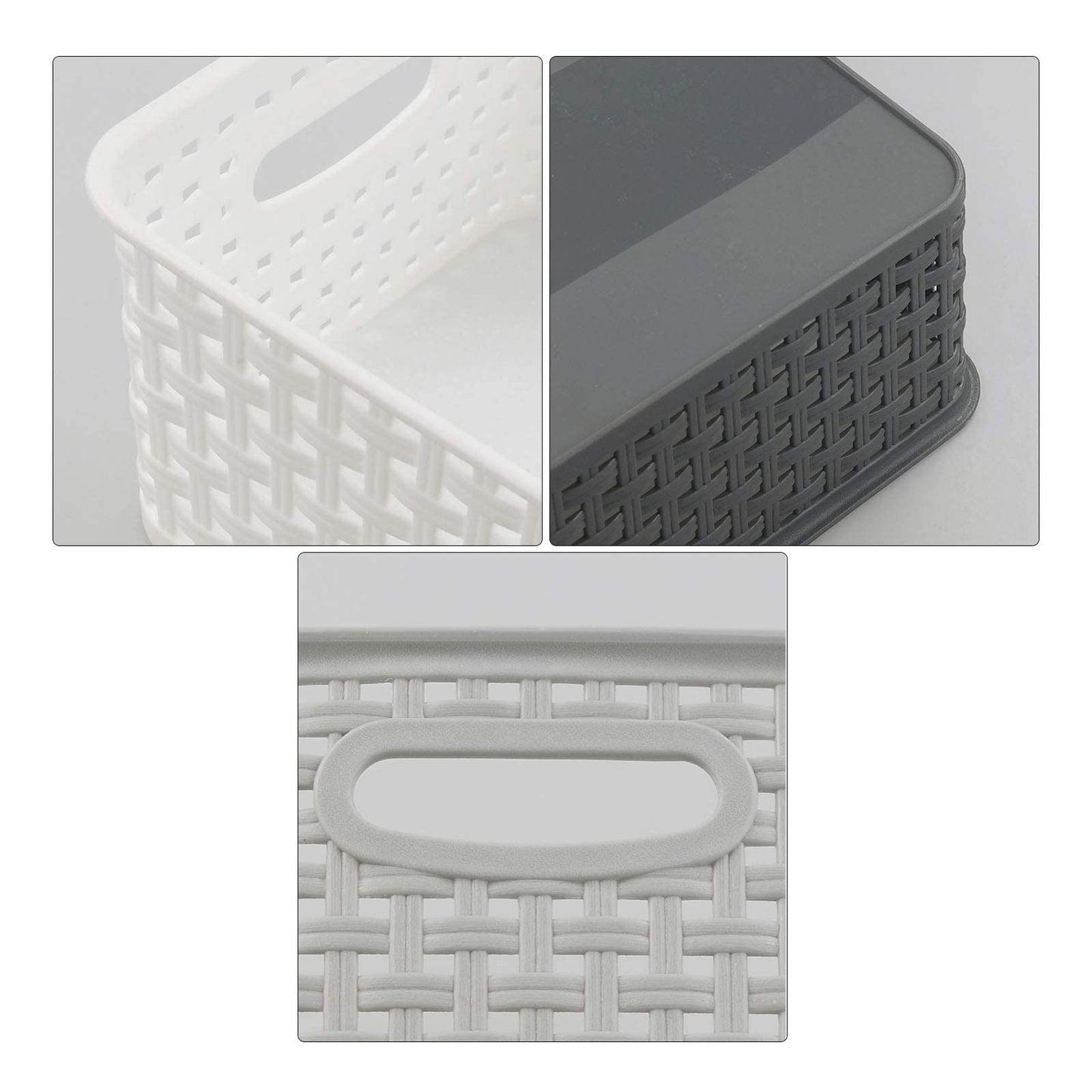 Leendines 6 Pack Plastic Weave Storage Basket, Small Kitchen Cupboard Baskets Set