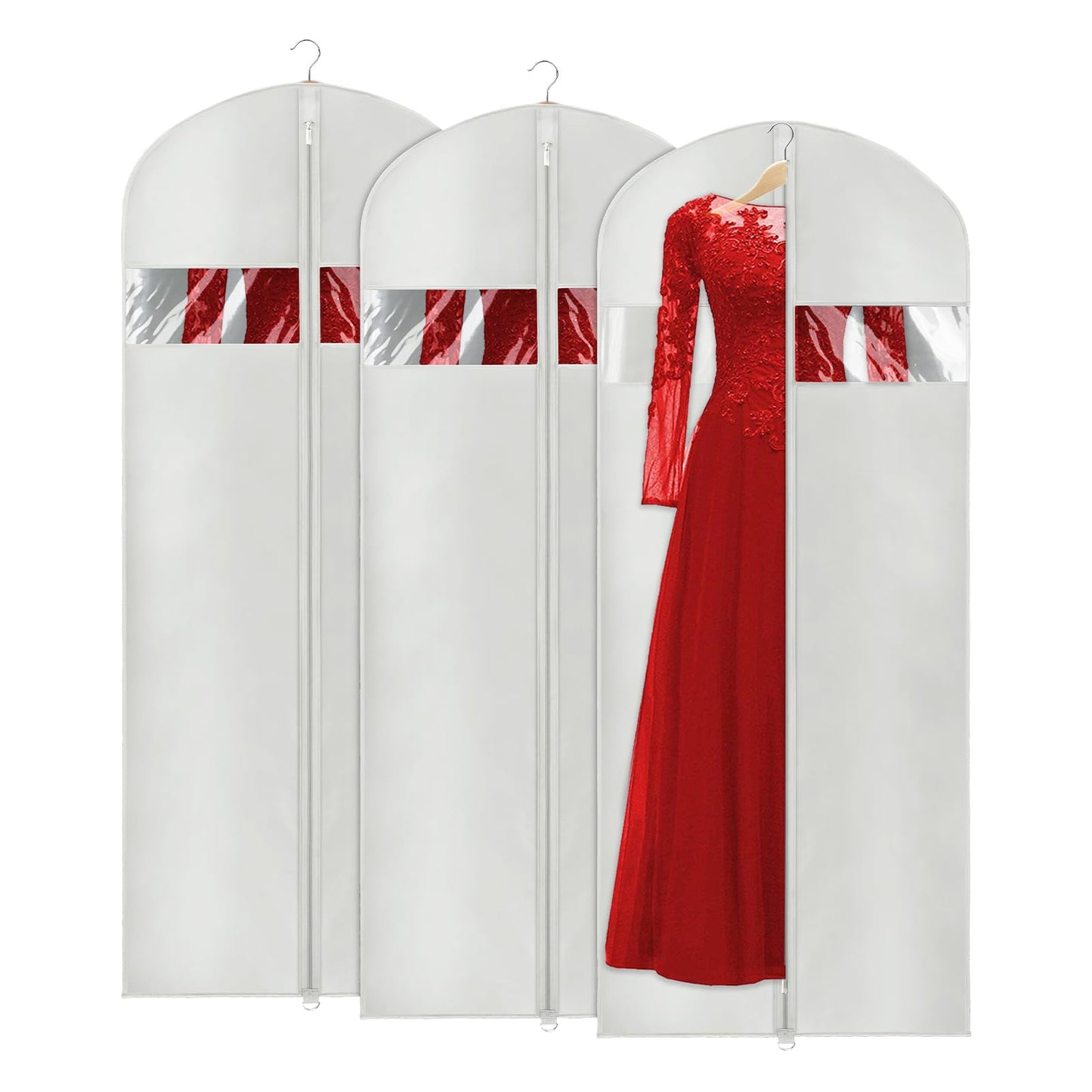 Univivi Garment Bags 60 inch Dress Bags Covers Full Length Grey, Set of 3