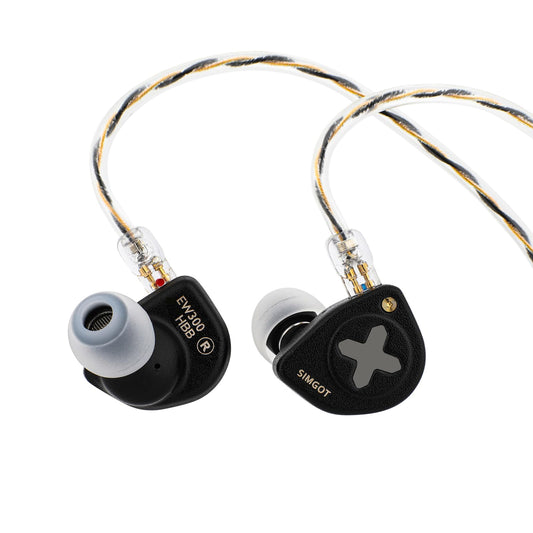 Linsoul SIMGOT EW300 1DD+1Planar+1PZT Hybrid Driver In Ear Monitor, Wired Earbuds IEM, Gaming Earbuds with Detachable Nozzles, Silver-Plated OFC IEM