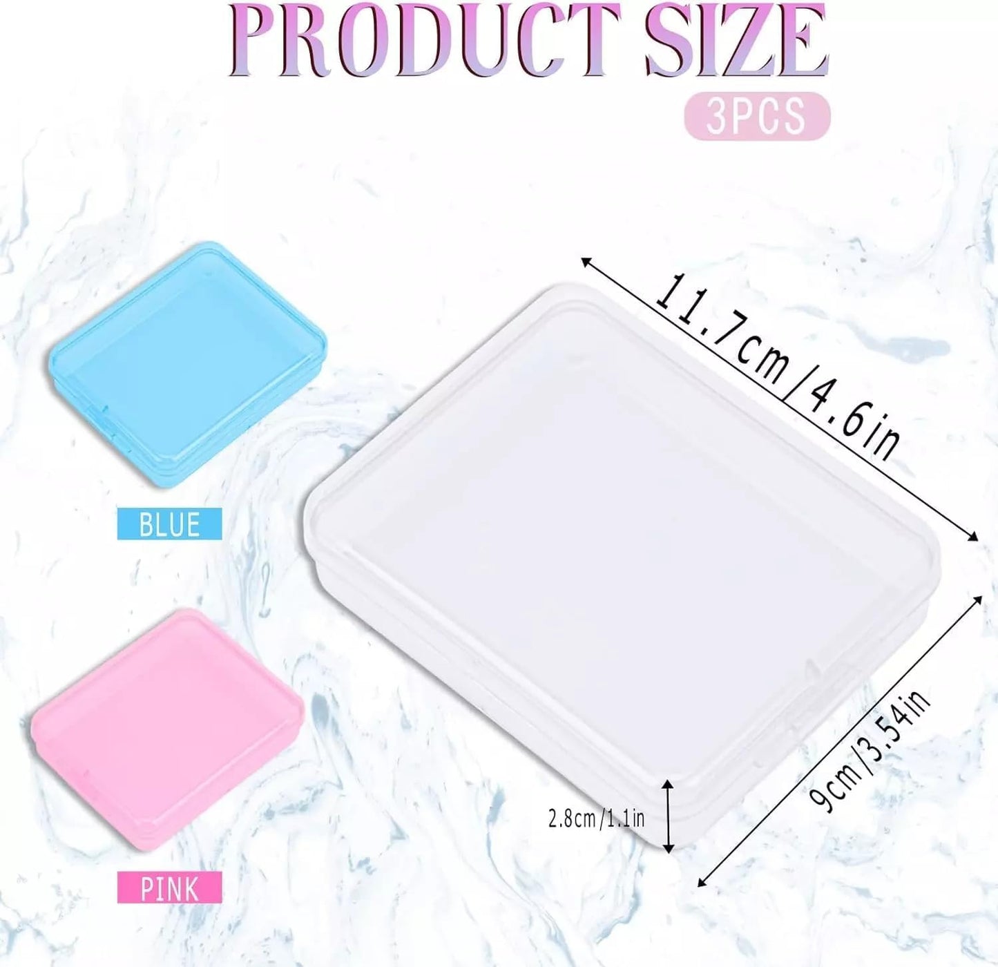 3Pcs Clear Blue Pink Portable Travel Cotton Pad Holder, Swab Holder Dispenser Small Hair Tie Containers Storage Box Qtip Bathroom Vanity Countertop