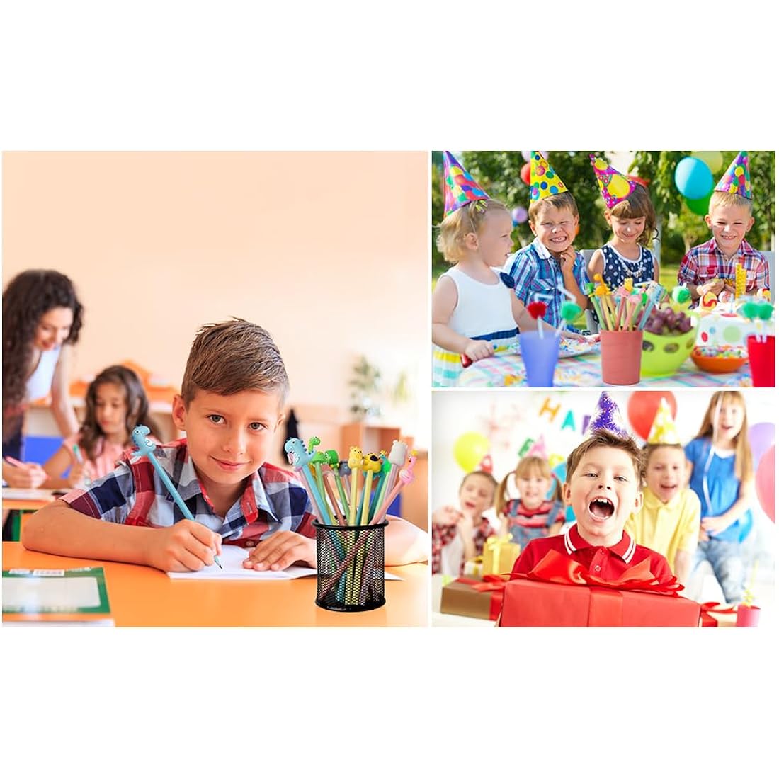 yuechen 30 Cartoon Pencils for Children,Funky Pencils with Toppers,Triangle Cute Animal Pencil,Party Favours Bags Fillers for Kids Birthday Gift For Boy Girl