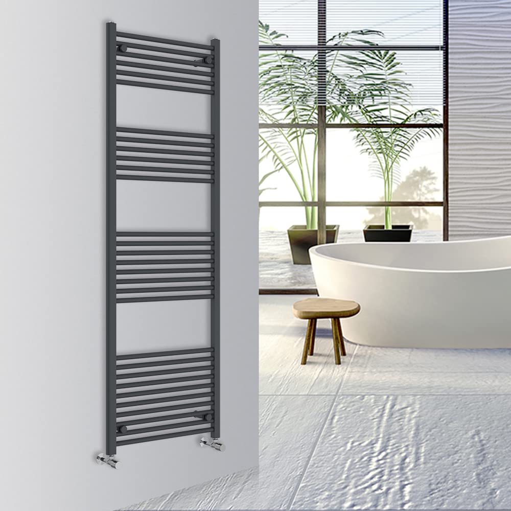 Warmehaus Straight Bathroom Heated Towel Rail Warmer 1800x600mm Anthracite
