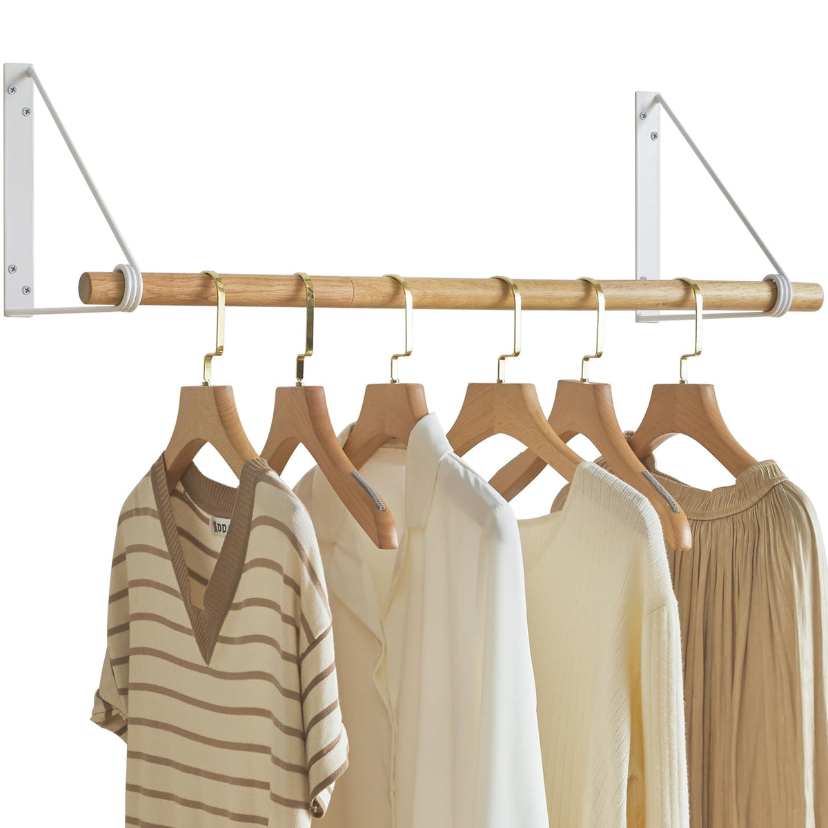 IBUYKE Wall Wardrobe Coat Rack,Wood Wall Mounted Clothes Rail,Hallway Furniture in Industrial Style, Modern Wardrobe Rail，Coat Rack for Entrance