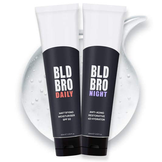 BLD BRO SPF 50 + Night Duo, 24-Hour Skincare Set for Bald Men ? Gel Moisturisers to Protect, Hydrate & Restore ? 2?60 ml