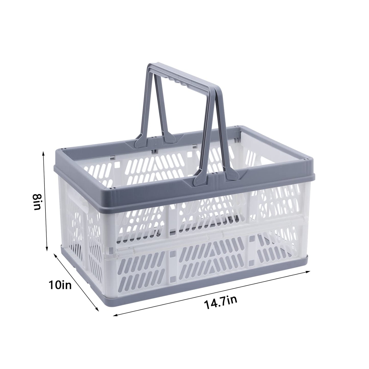 Xaztr 3 Pack Collapsible Plastic Storage Crates with Handles, Stackable