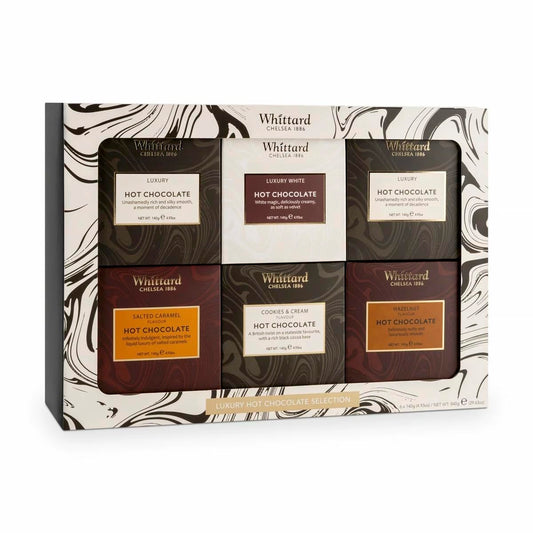 Whittard of Chelsea Hot Chocolate Lovers Gift Set | Suitable for Vegetarians | 6 Boxes of Single Origin Ground Coffee | 5 Flavours | 6 x 140g |