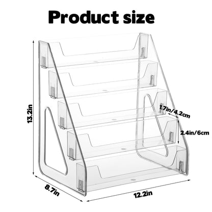 YEXEXINM Greeting Card Display Stand, 5 Tier Heighten Acrylic Card Display Rack Clear Storage Sticker Organizer Bookmarks Stamp Postcard Mail