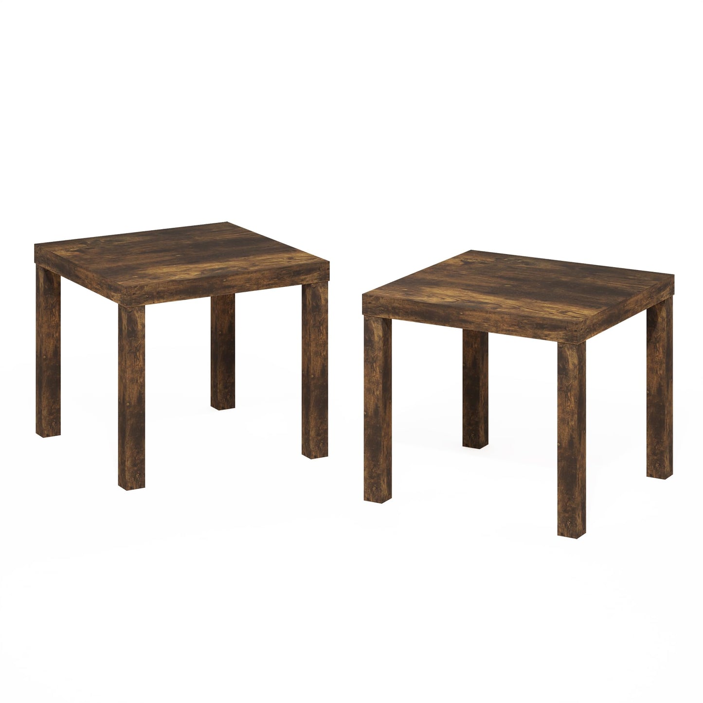 Furinno CLASSIC Side Table Set of 2, Square End Table with 1.8 Thick Tabletop, Night Stand, Bedside Table, for Living Room, Bedroom, Amber Pine