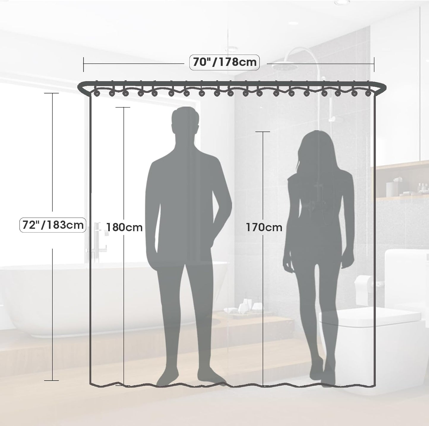 TGYIMENG Shower Curtain, Mould Proof and Mildew Resistant Washable Bathroom Curtains, Shower Curtain for Bathroom, Bath Curtains with Hooks