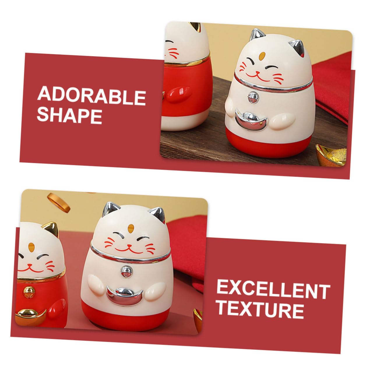 RORPOIR Toothpick Holder Toothpick Dispenser Cat Statue Cute Toothpick Box Table Animal Sculpture Cat Figures Carry Bag Maneki Cat PP Accessories