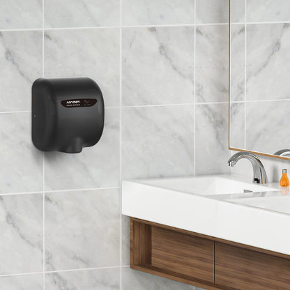anydry 2800B Commercial Hand Dryer For Toilets,Heavy Duty Stainless Steel Electric Hand Dryers,With Banner.Matte Black