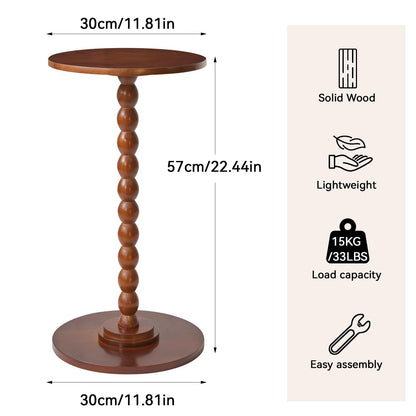 Aibiju Round Side Table, Small End Table for Small Spaces, Sofa Table, Bedside Table with Solid Wood Leg for bedroom Living Room, Corners, and Office