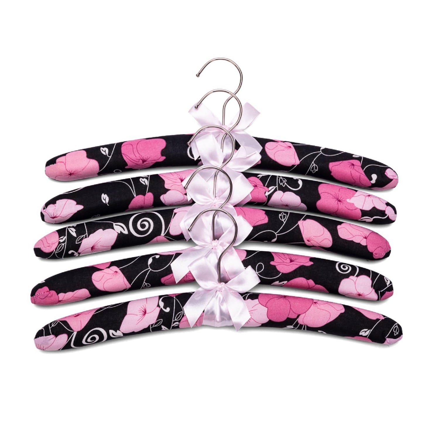 Imergo 38CM Floral Padded Clothes Hangers for Women, No Shoulder Bump Hangers for Adult, Padded Clothes Hangers for Women Sweaters, Dresses, Suits