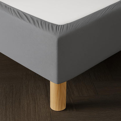 Dahlica Bed Base Cover 140 x 200 cm Grey – Soft and Stretchy Fabric – Impeccable Look – Easy to Install