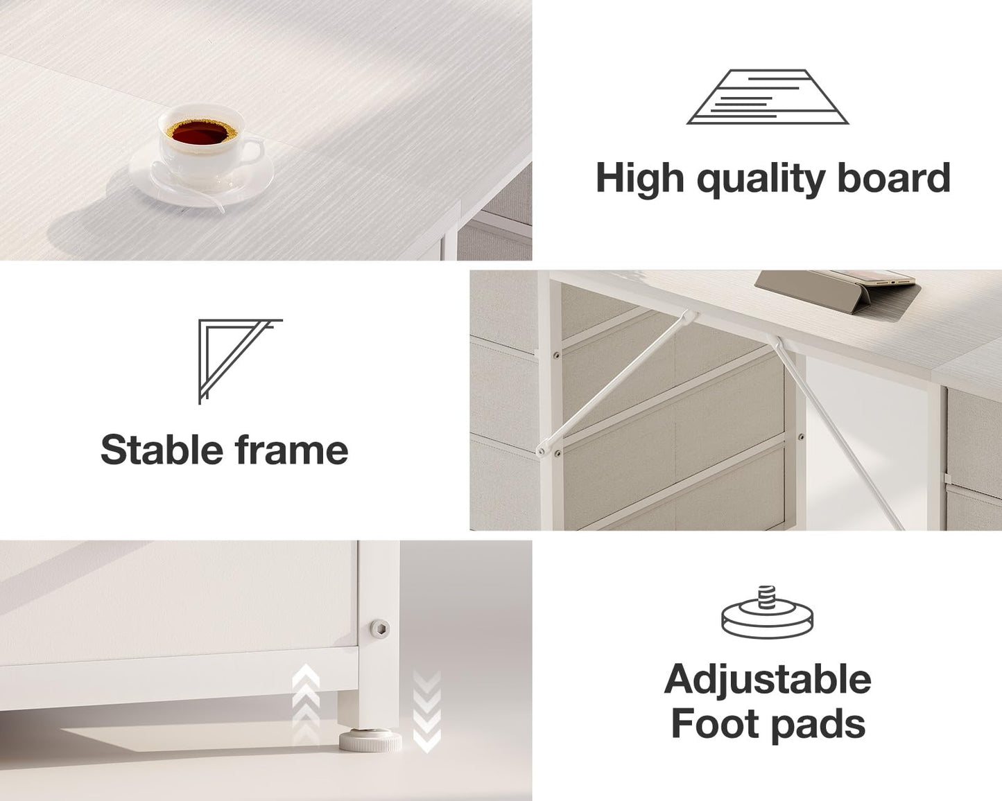 Coleshome Computer Desk with 8 Fabric Drawers, Office Desk with Storage