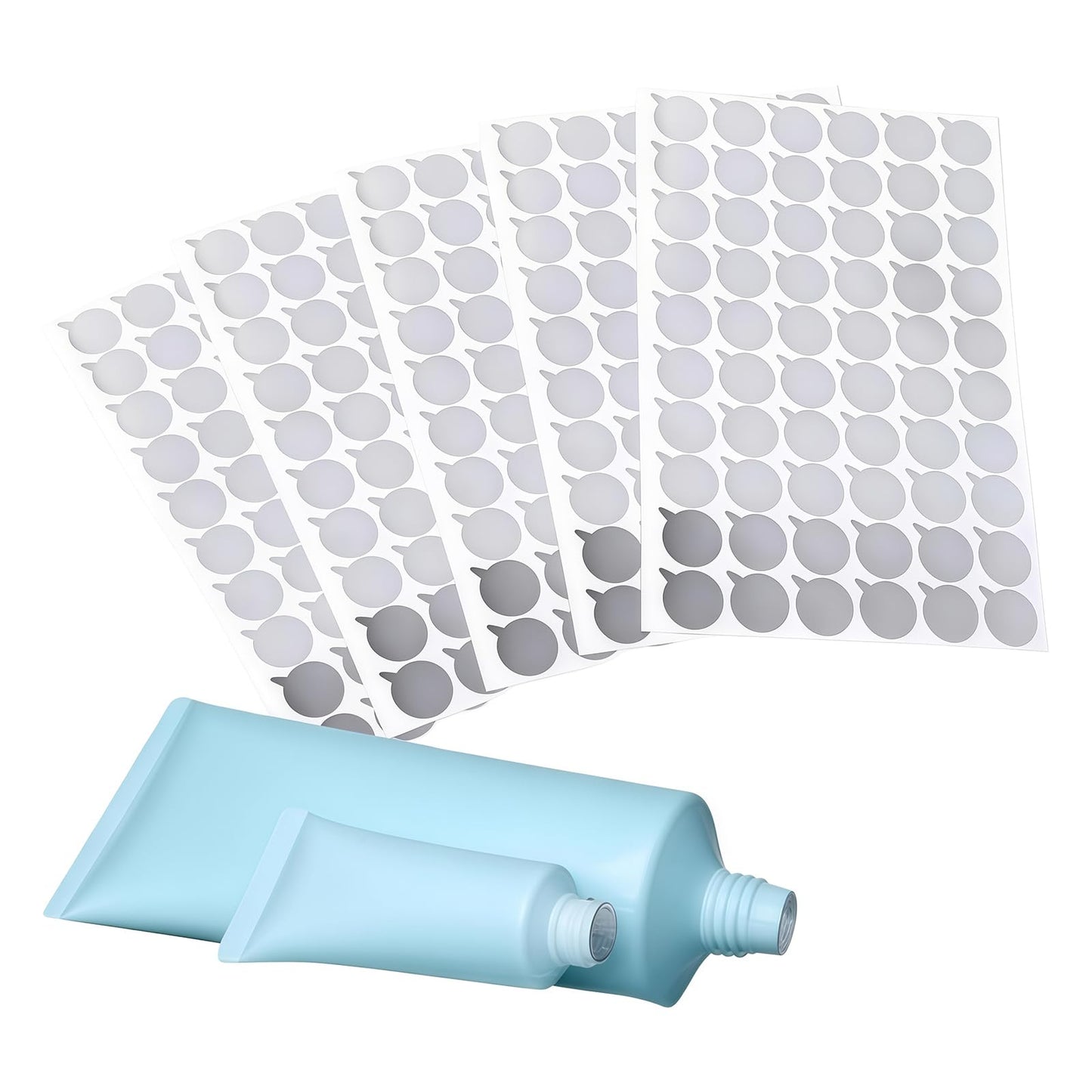 6 Sheets(360Pcs) 15mm Aluminum Foil Film Sticker Seal for Bottles Stopper Sealing Strip for Toothpaste Soft Tube Cosmetic Essentiol Oil Bottles