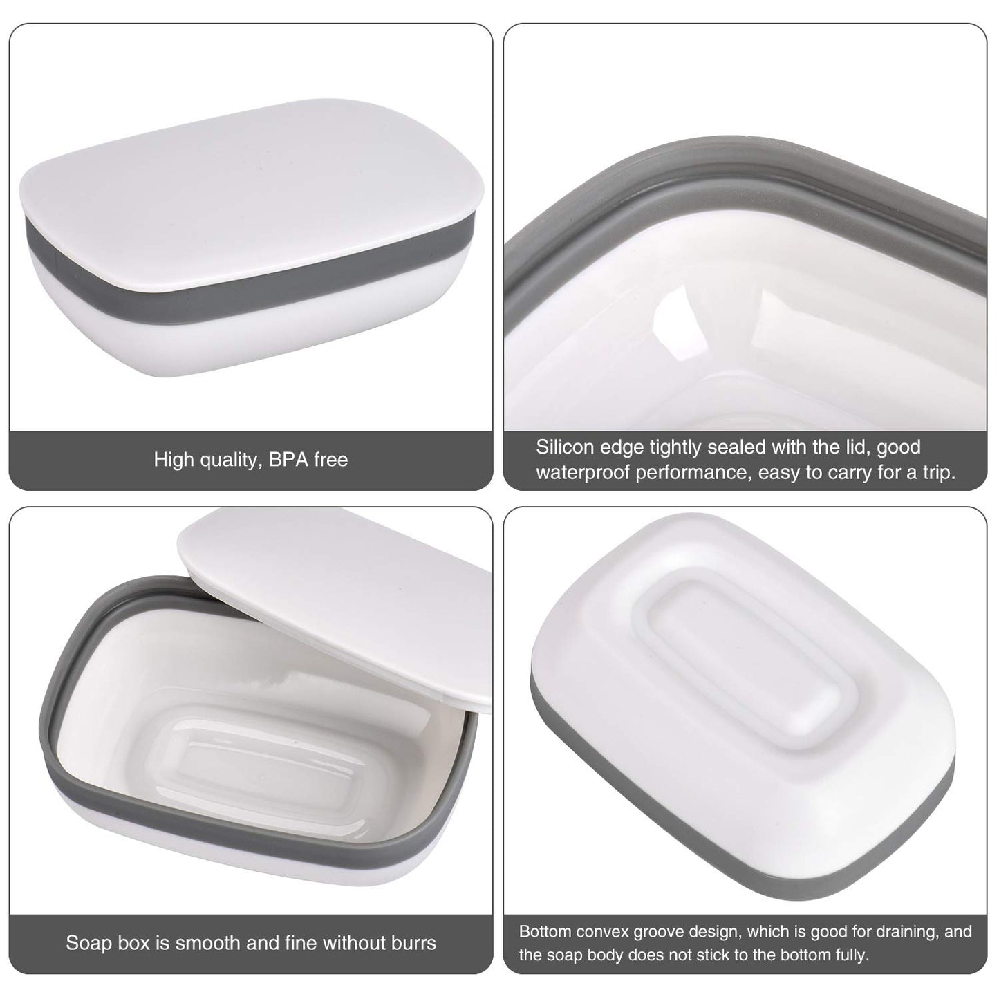Queta 2 x Plastic Soap Dish Soap Box for Bathroom Travel Hiking Camping with 2 Sisal Soap Bags (White)