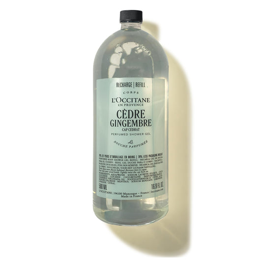 L'OCCITANE C?dre Gingembre (Formerly Cap Cedrat) Shower Gel Refill 500ml, Refreshing Cedarwood & Ginger Body Wash for Men, Premium & Clean Beauty for