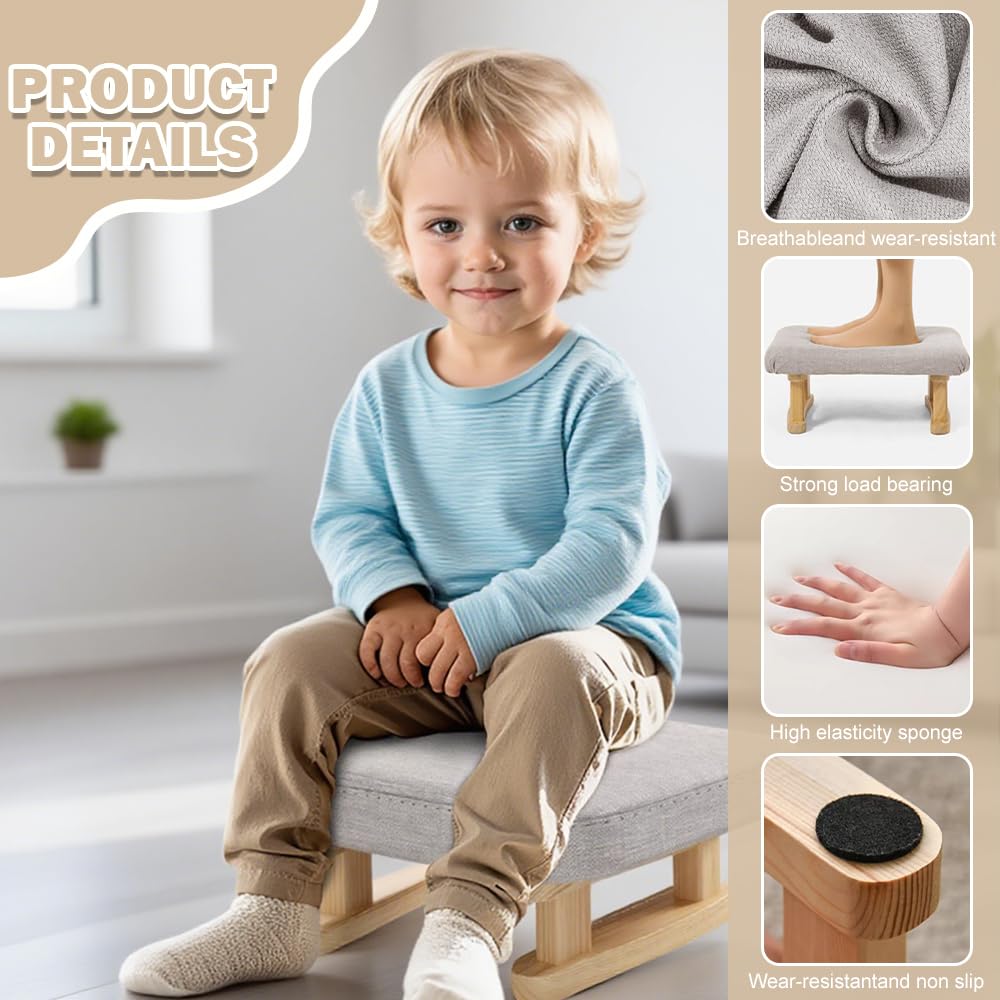 Cnwinu Foot Stool,Footstools with Removable Footstool Cover,Foot Rest Under Desk with Stable Wooden Legs,Ottoman Footstools for Living