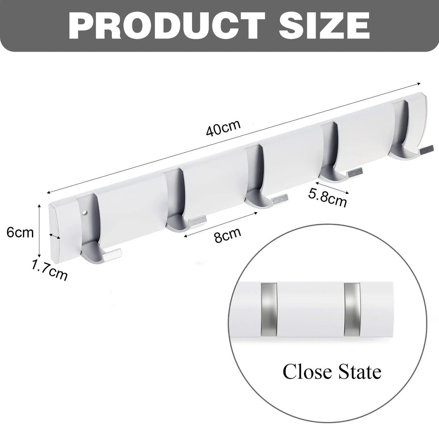 AONAT Coat Hooks Wall Mounted,Self-Adhesive Modern Wall Racks,Space-Saving Coat Hanger with 5 Retractable Hooks,Folding Metal Coat Racks for Hanging