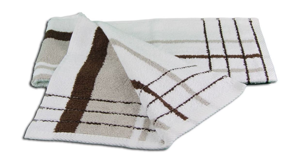 Gözze - Beach Towel, Set of 2, 100% Cotton, Berlin, Striped, 50 x 100 cm - Taupe/Chocolate