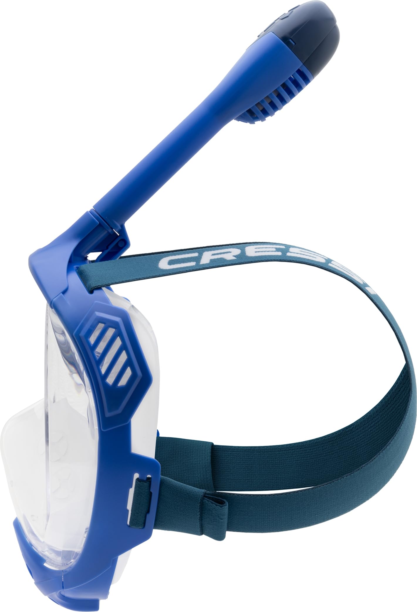 CRESSI Java Full Face Mask Blue/Blue Navy S/M-Unisex Full Face Snorkel Mask, Ultra Clear Anti Fog Lens, 100% Silicone, Snorkel Dry with Safety Valves,