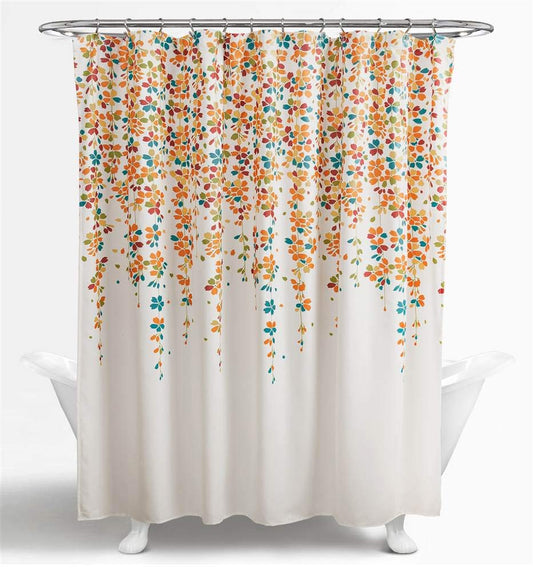 Lush Decor Weeping Flower Shower Curtain, 72" x 72", Turquoise